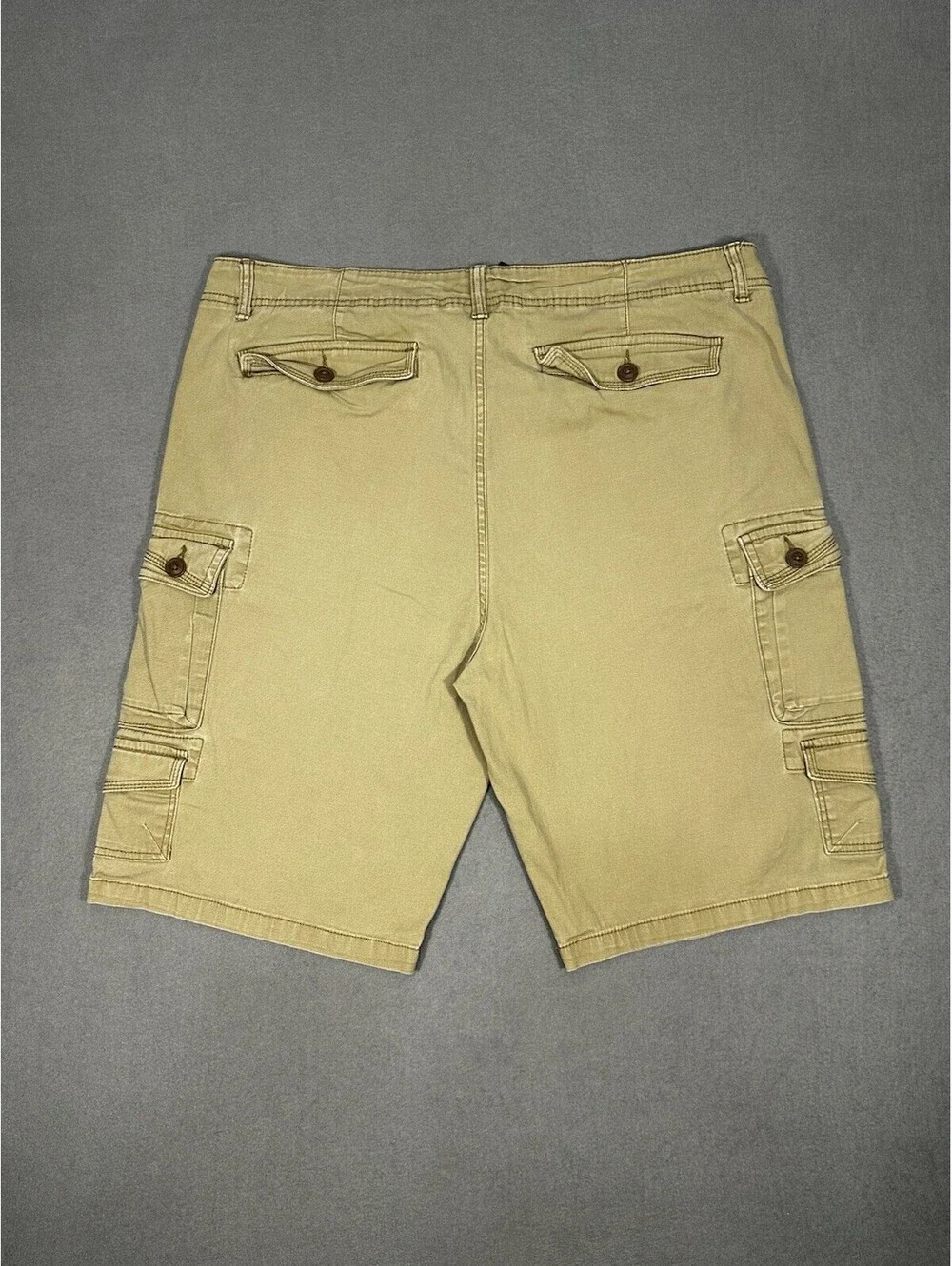 Iron Co Mens Cargo Casual Shorts Size 40 Khaki Beige Stretch Cotton Utilit